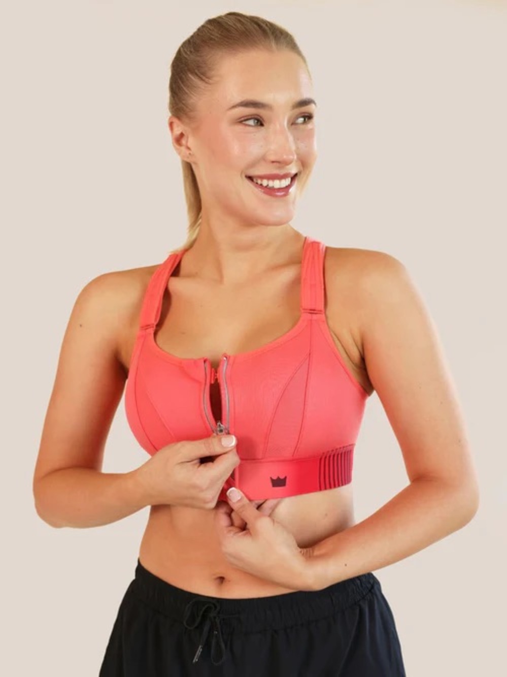 SHEFIT Coral Front-Zip High-Support Sports Bra